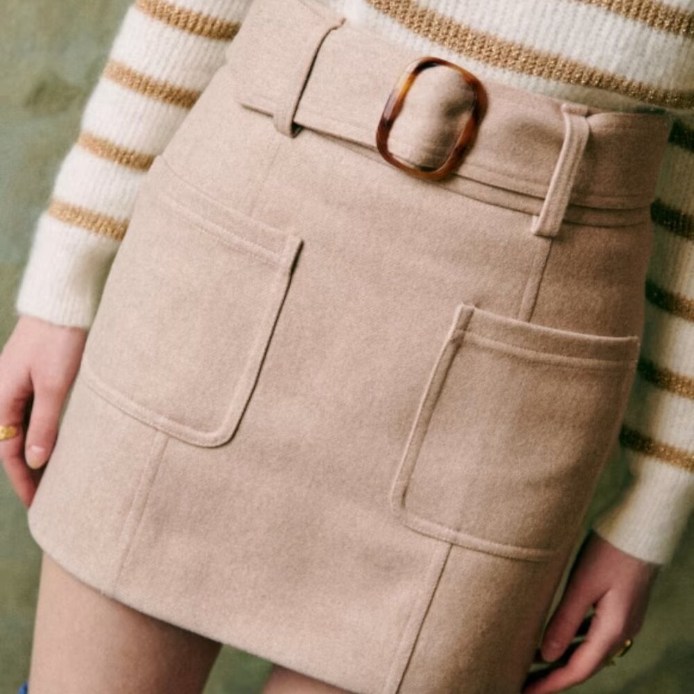 Sezane Jupe Gillie Skirt Size 38 EU 6 US Ecru NWT